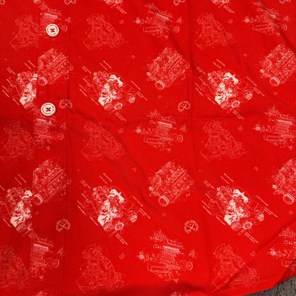 Dixxon‎ Flannel Company The 350 Shirt Mens 2XL Mechanic Engine Print Button Up - Picture 5 of 11